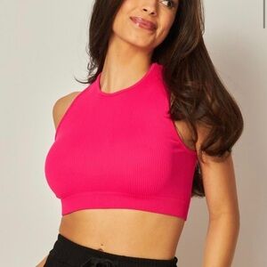 Vibrant Pink Ribbed Crop Top NWT